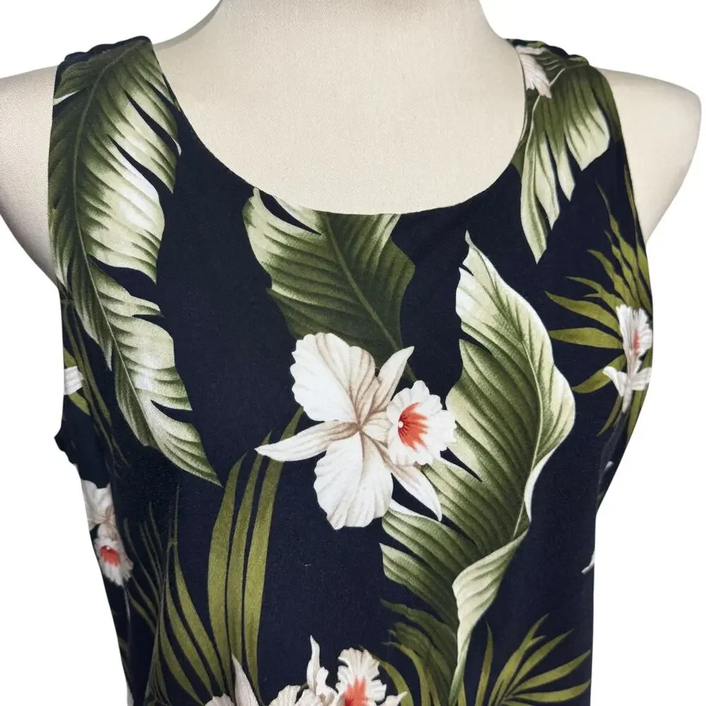 Paradise Bay Made in Hawaii Sleeveless Shift Dress Black Tropical XL
